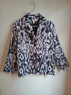 Chicos Blazer Lined Size 2 Navy & White - Image 1 of 4