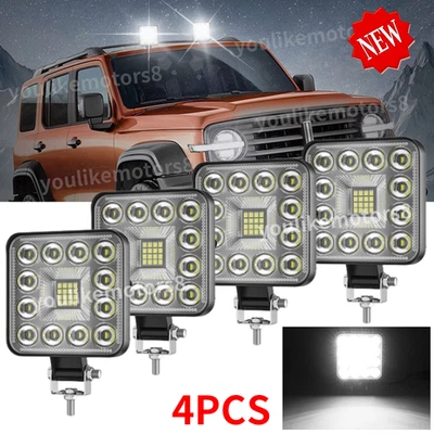 YOULIKEMOTORS8 12V 24V 4 Bright Square 48W LED Work Lamp Flood Light Tractor Recovery Truck Van