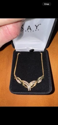 18k Emerald Diamond Necklace Yellow Gold Kay Jewelers with Papers and Box - Image 1 of 4