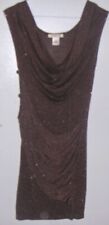 EUC Arden B coffee shimmery stretchy dress,drop collar,waist Sz S