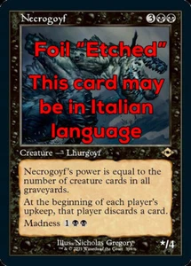 MTG NECROGOYF FOIL EXC - NECROGOYF - MH2 RETRO IT ETCHED - MAGIC - Picture 1 of 1