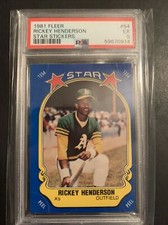 1981 Fleer #54 Rickey Henderson Star Stickers PSA 5