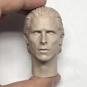 1/6 Unpainted Dark Knight Christian Bale Head Carved Sculpt Model Toys - Picture 1 of 4