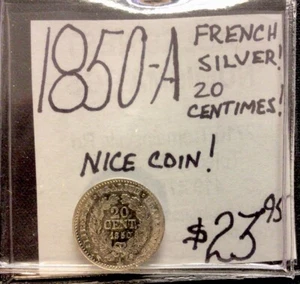 1850 A French Silver! 20 Centimes! Nice Coin! ENN Coins - Picture 1 of 3