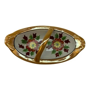 Vintage Lusterware Relish Schale handbemalt Blumen elegante Servierschale - Bild 1 von 5