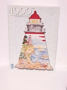 THE GUIDING LIGHT 1000 Piece F.X.Schmid Lighthouse Shaped Jigsaw Puzzle - Picture 1 of 3