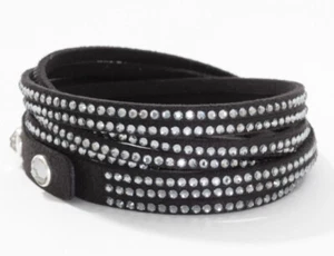 💎Touchstone Crystal Triple Wrap Snap Bracelet Silver Night 22-23” New - Picture 1 of 10