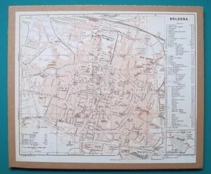 ITALY Bologna City Plan + Railroads - 1931 BAEDEKER MAP 8 x 9 " 19 x 23 cm - Picture 1 of 3