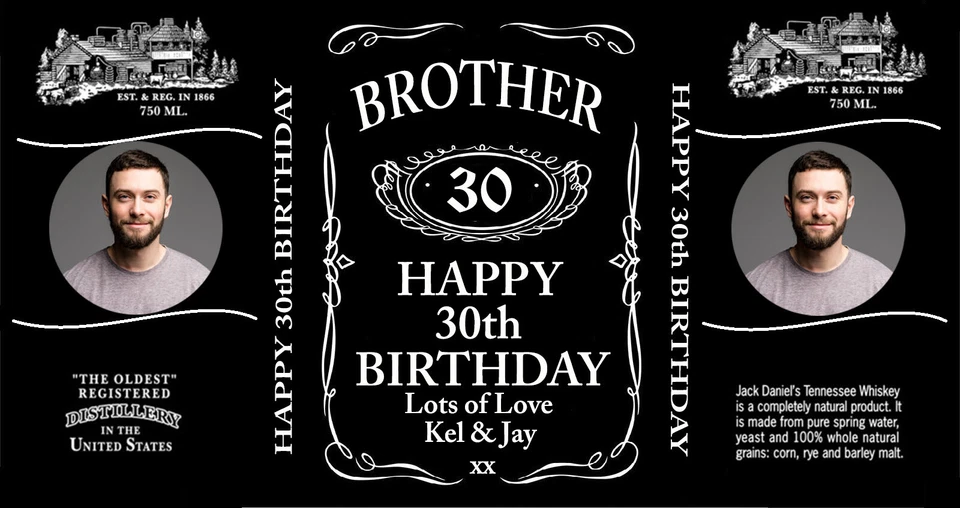Personalised Whiskey Jack JD Bottle Label - Birthday / Xmas Wine / Jack Whiskey