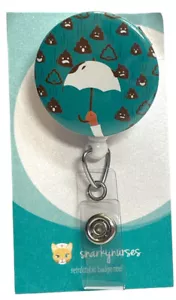 Cute Emoji Sh*t Storm w/ Umbrella ID Badge Reel Clip Holder Retractable Nurse RN - Picture 1 of 4