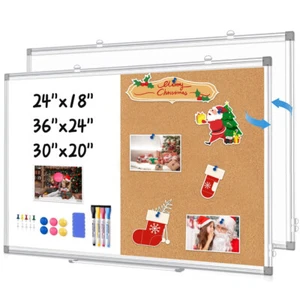 Combination Magnetic White Board & Cork Board, - Picture 1 of 8