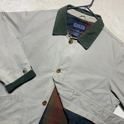 Abrigo de Granero Lands End Forrado de Franela Beige Cuello de Pana Para Hombre XL *Leer Foto 1 de 4