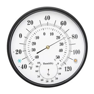 Indoor Outdoor Thermometer - 12 Inch Outdoor Wall Hanging Thermometer Hygrometer - Picture 1 of 7