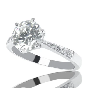 Eleganter Diamant Verlobungsring 1 Karat Rundschliff F/VS2 14K Weißgold - Bild 1 von 5