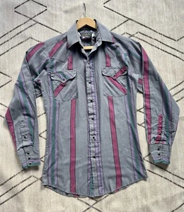 Vintage Herren Western Pearl Snap Striped Panhandle Slim Hemd Medium - Bild 1 von 5
