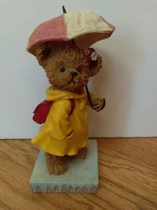 Home Interior Kuddles Korner Rainy Bag Coat Umbrella April 2002 5" Bear Figurine - Picture 1 of 5