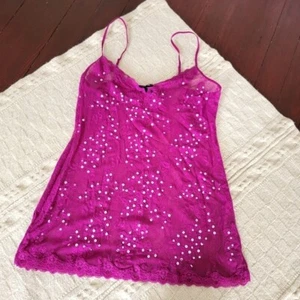y2k Victoria's Secret Stretch Nachthemd Spitze Pailletten Gr. XL lila/rosa - Bild 1 von 6