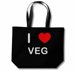 Bolso de compras de algodón Veg I Love (negro, blanco, natural) - Imagen 1 de 8