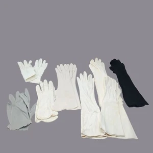 8 Vintage Antique White Black Gray Gloves - Picture 1 of 9