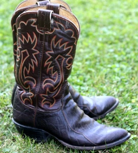 Vintage BROWN LEATHER OLATHE COWBOY BOOTS size 10.5 D Western Southwestern Rodeo - Picture 1 of 15