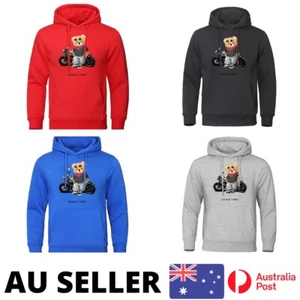 Motorcycle Street Rider Teddy Bear Hoodie Streetwear Harajuku - AU Stock - Picture 1 of 10