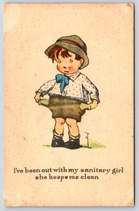 Postcard My Sanitary Girl She Keeps Me Clean Empty Pockets A/S Twelvetrees - Picture 1 of 3