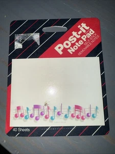 Vintage 1987 3M Post-It Note Pad Music Musical Notes 40 Sheets New Sealed Office - Picture 1 of 2