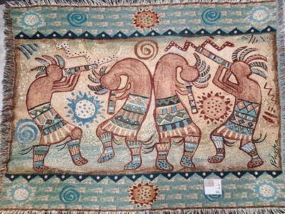 NUEVO CON ETIQUETAS Manta Kokopelli Cuarteto II Tapiz Suroeste Jacquard Tejido Tiro 72"x54" Foto 1 de 4