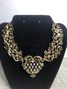 Vtg Jose Maria Barrera For Avon Antoinette Necklace Gold Tone Rhinestone - Picture 1 of 6