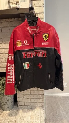 Chaqueta Para Hombre Ferrari Vintage 100% Cuero XXL Negra Roja Hecha en México Foto 1 de 4