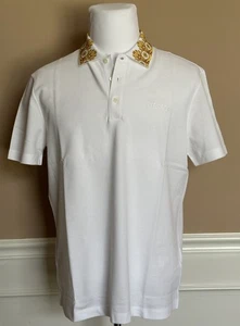 Versace Medusa White/Gold Piquet Cotton Polo Shirt 2XL 1012260 NWT - Picture 1 of 13
