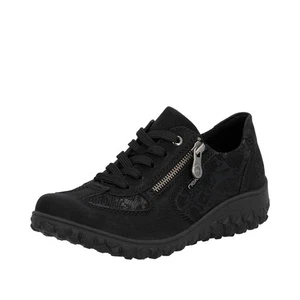 Rieker 59501-00 Ladies Black  Zip & Lace Wider Casual Shoes Save £8 Free P&P - Picture 1 of 11