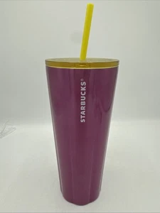 Neu Starbucks 2023 Edelstahl Scalloped Cold Cup Pink 24 oz Becher mit Strohhalm - Bild 1 von 4