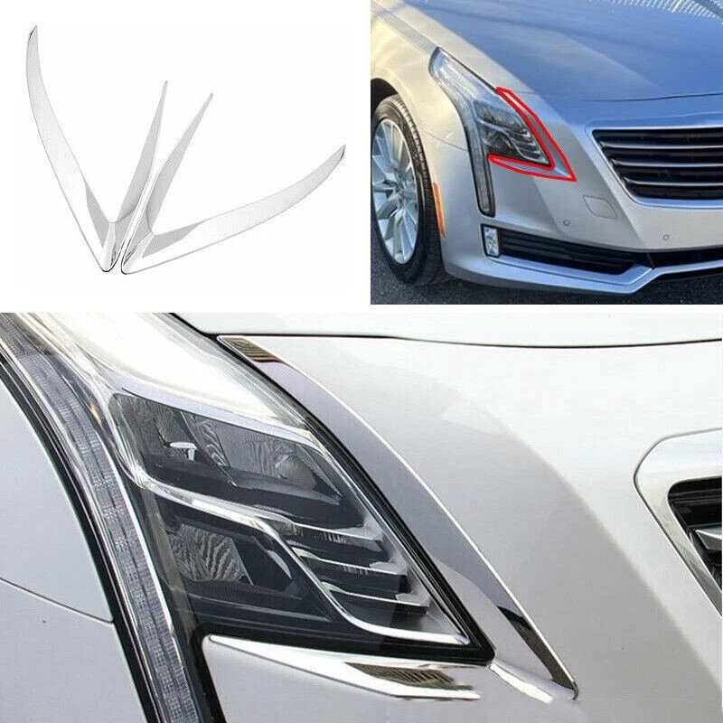 Tira de faros delanteros cromada de acero inoxidable para Cadillac CT6 2016-2018 Foto 1 de 4