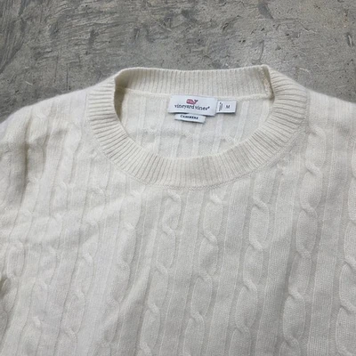 Vineyard Vines Womens Cream Cable Knit Cashmere Crew Neck Sweater Size M - Image 1 of 4