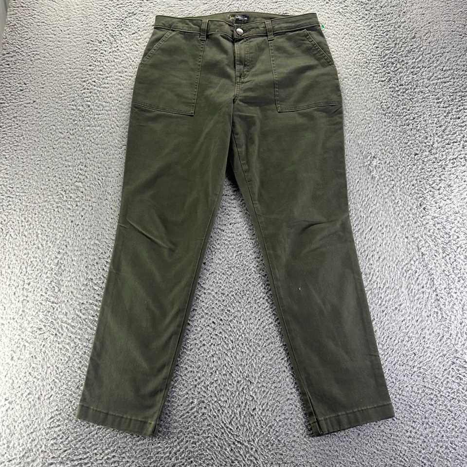 Calça Lee Legendary Feminina 10 Verde Algodão Cônico Cintura Média Elástica Roupa de Trabalho - Imagem 1 de 4
