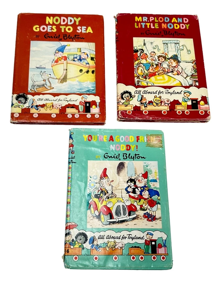 Noddy Books Enid Blyton Lote 3 Friend Sea Mr Plod 16 18 22 HC DJ edición años 60 Foto 1 de 4