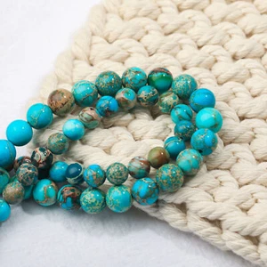 Natürlicher See Blau Imperial Jaspis Beruhigungsstein Edelstein Perlen für Frieden - 6 mm - Bild 1 von 3