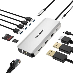 USB C Triple 4K Display Docking Station 100W PD HDMI 2DP USB3.0 USB2.0 RJ45 - Picture 1 of 12