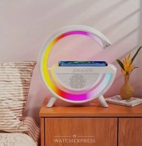 CARICATORE Caricabatteria Wireless IPHONE ANDROID WiFi LAMPADA LED Multicolore - Foto 1 di 10