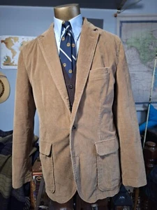J Crew Mens Corduroy Jacket Sportcoat Blazer Tan 3 Button SZ Large - Picture 1 of 8