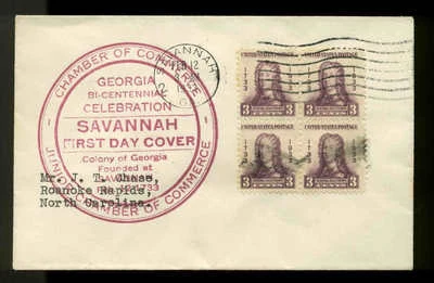 726 OLGETHORPE FDC SAVANNAH, GA PLANTY #P4 1st SAVANNAH CoC CACHET+POSTER STAMP  - Image 1 of 2
