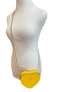 Kate Spade Love Shack Mini Heart Crossbody Chain Bag Yellow Leather K6063 NWT - Picture 1 of 4