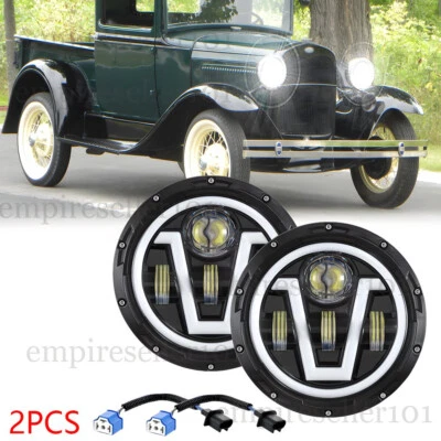 Proyector de faros LED redondos DOT de 7 pulgadas haz alto/bajo apto para Ford Modelo A 1930 1931 Foto 1 de 4