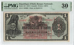HAITI 1 Gourde 1916, P-137, PMG 30 VF Very Fine, Bold & Nice Example For Type - Picture 1 of 2