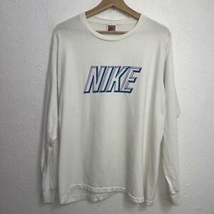 Vintage Nike Long Sleeve Tee White T-Shirt 80s USA Made Size Large