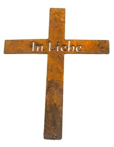Metal cross in love 17 cm rust decoration cross grave decoration mourning grave decorations memorial - Picture 1 of 1