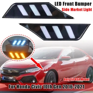 For Honda Civic 16-21 LED Front Bumper Parking Lamp Side Marker Light Amber&Blue - Picture 1 of 8