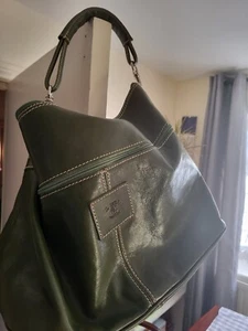Womens Green real Genuine Leather Handbag Shoulder - Made in Italy Extra Large - Picture 1 of 6
