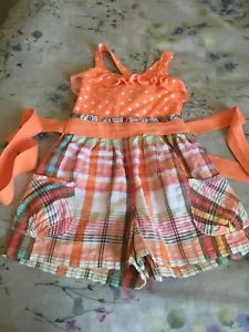 Justice skort orange plaid polka dot 6 - Picture 1 of 4